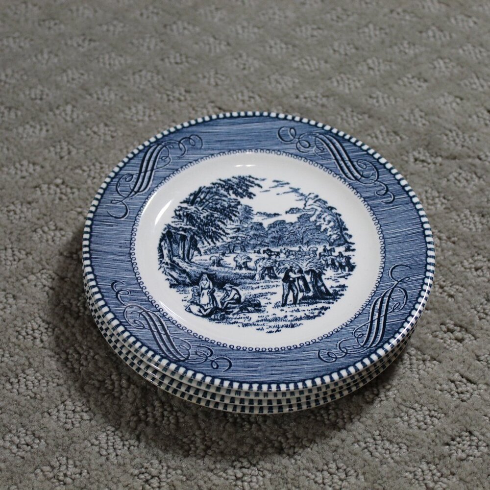 Blue and White bread and butter size Plate Set of 4